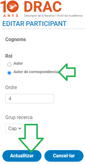 Autor de correspondència